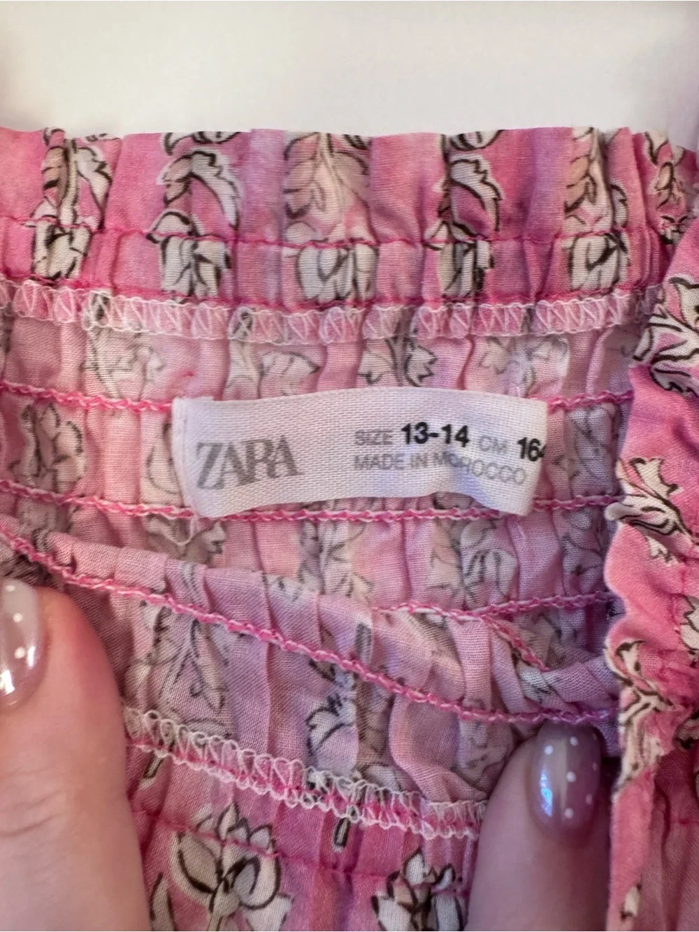 Zara Girls Pink Floral Smocked Midi Dress Size 13/14 (164 cm)